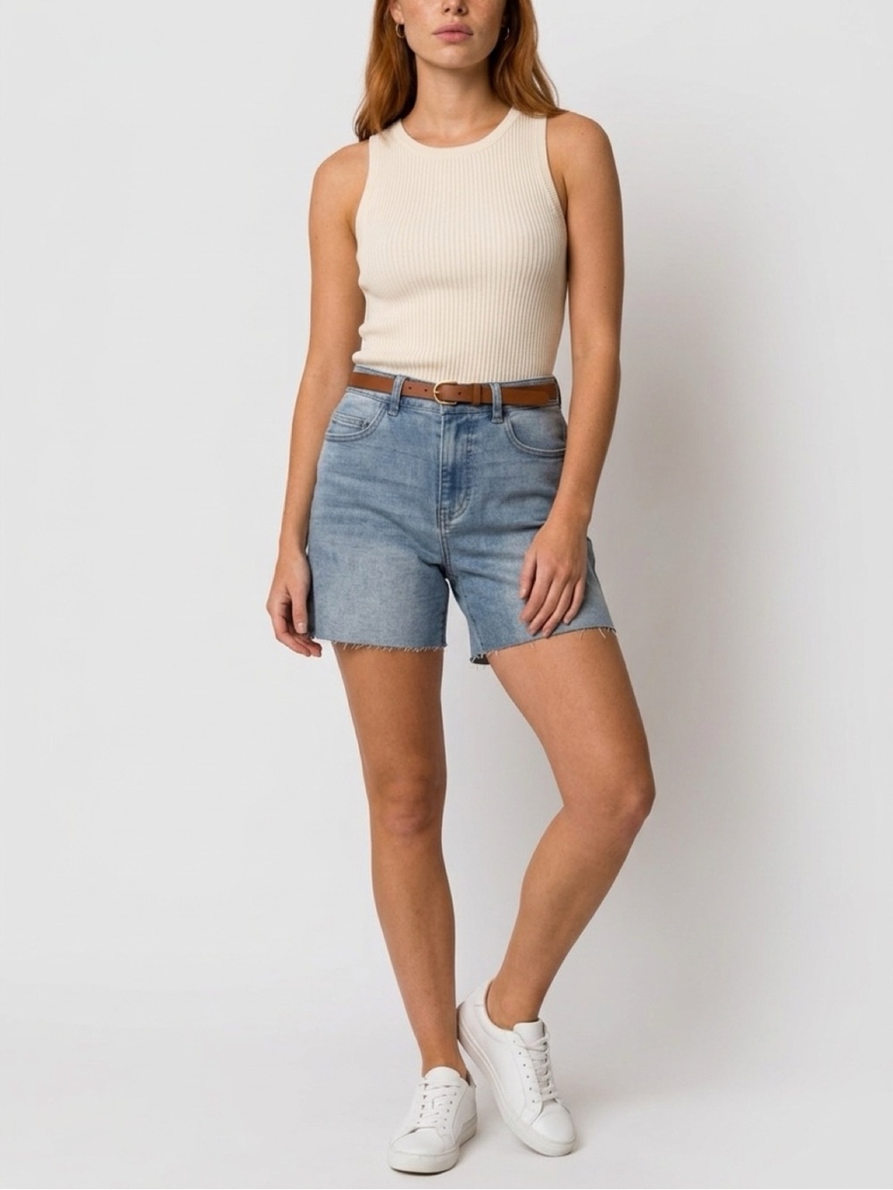 Oat New York Light Blue High Waist Denim Shorts
